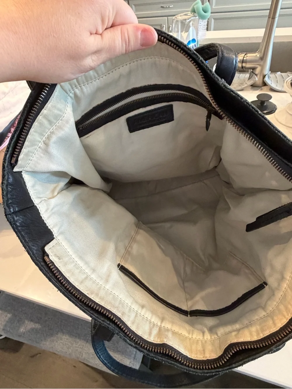 Black Leather Tote Bag